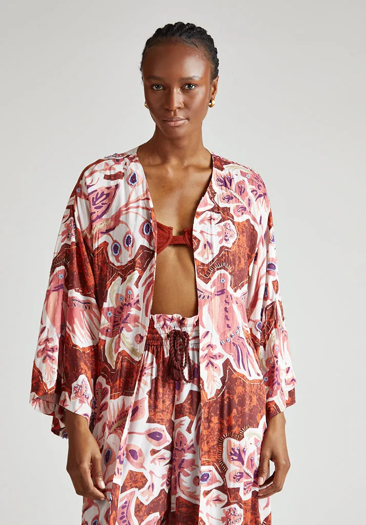 Amelia Edge To Edge Embellished Kimono In Multi