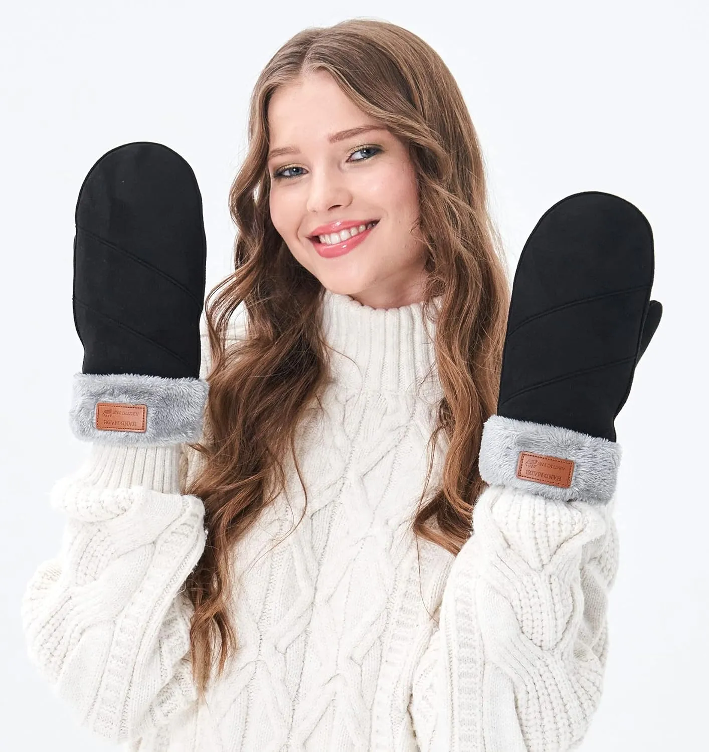 Arctic Paw Women's Faux fur Lined Faux Fur Cuff Winter Mittens