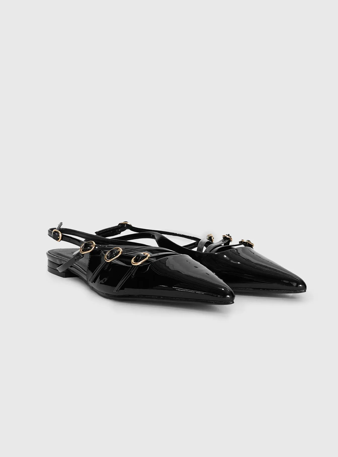 Billini Hettie Pointed Toe Flats Black Patent