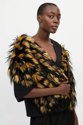 Black & Yellow Greta Faux Fur Scarf