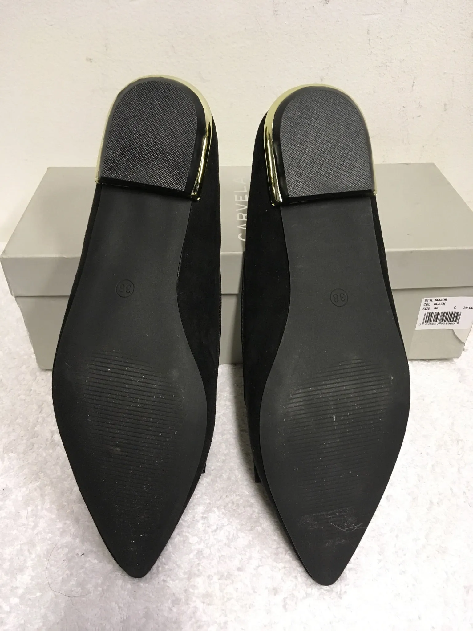 BRAND NEW CARVELA BLACK SUEDETTE BOW TRIM FLATS SIZE 5/38