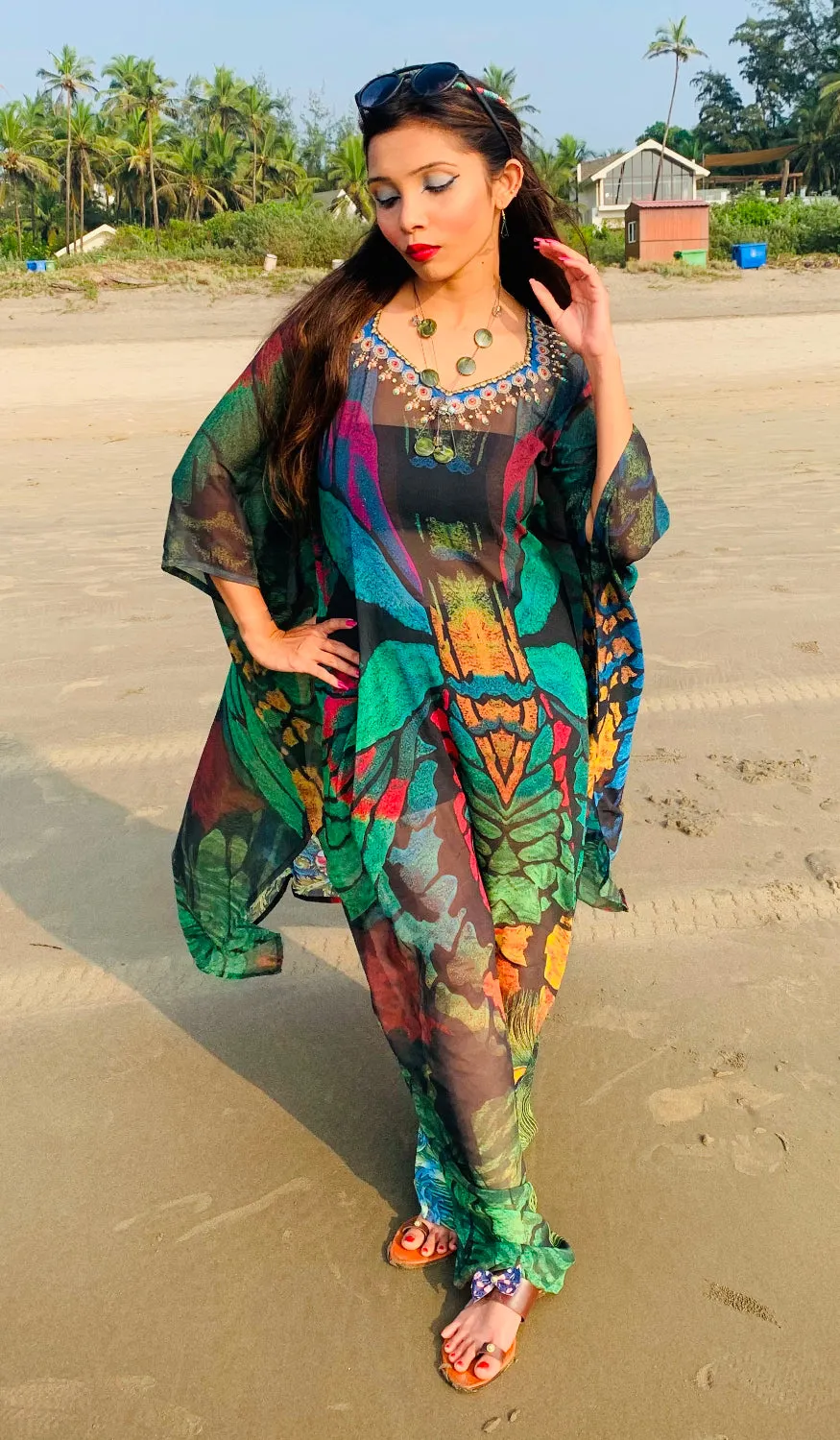 Buoyant Kaftan gown of Animal Skin Print cruise wear holidays kaftans