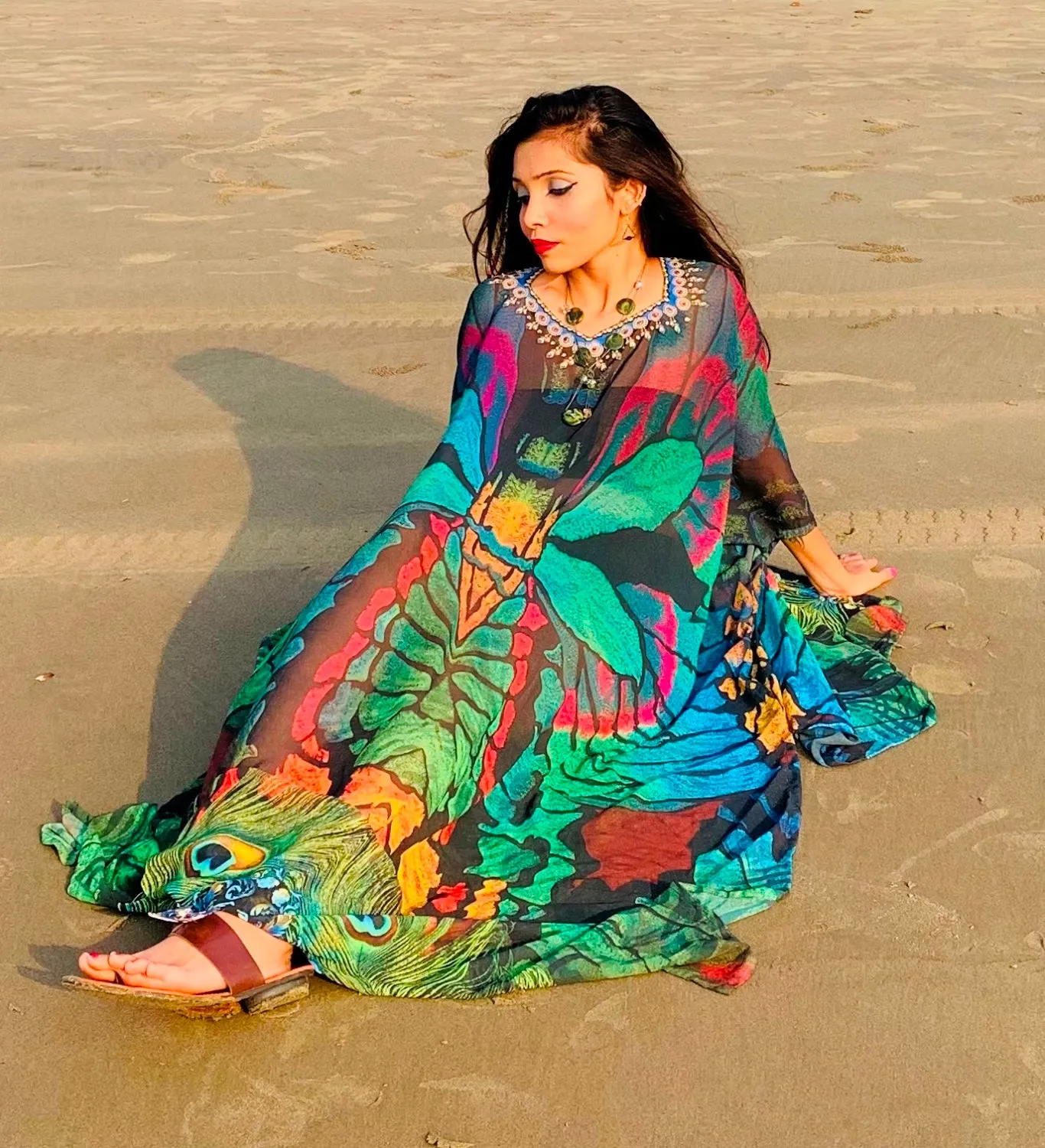 Buoyant Kaftan gown of Animal Skin Print cruise wear holidays kaftans