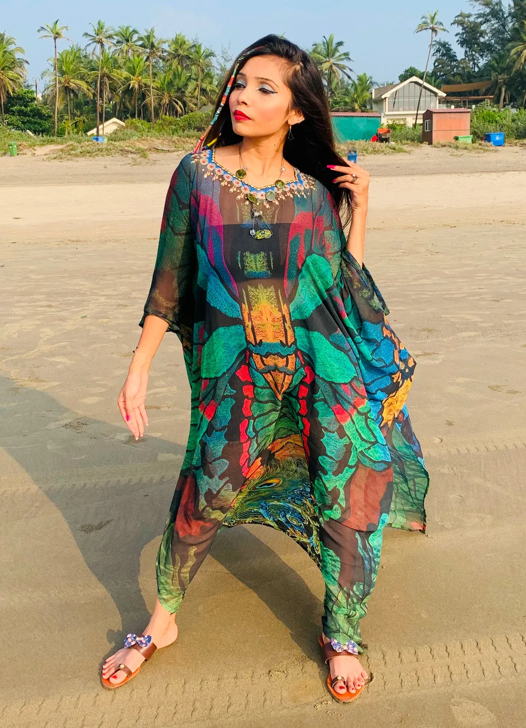 Buoyant Kaftan gown of Animal Skin Print cruise wear holidays kaftans