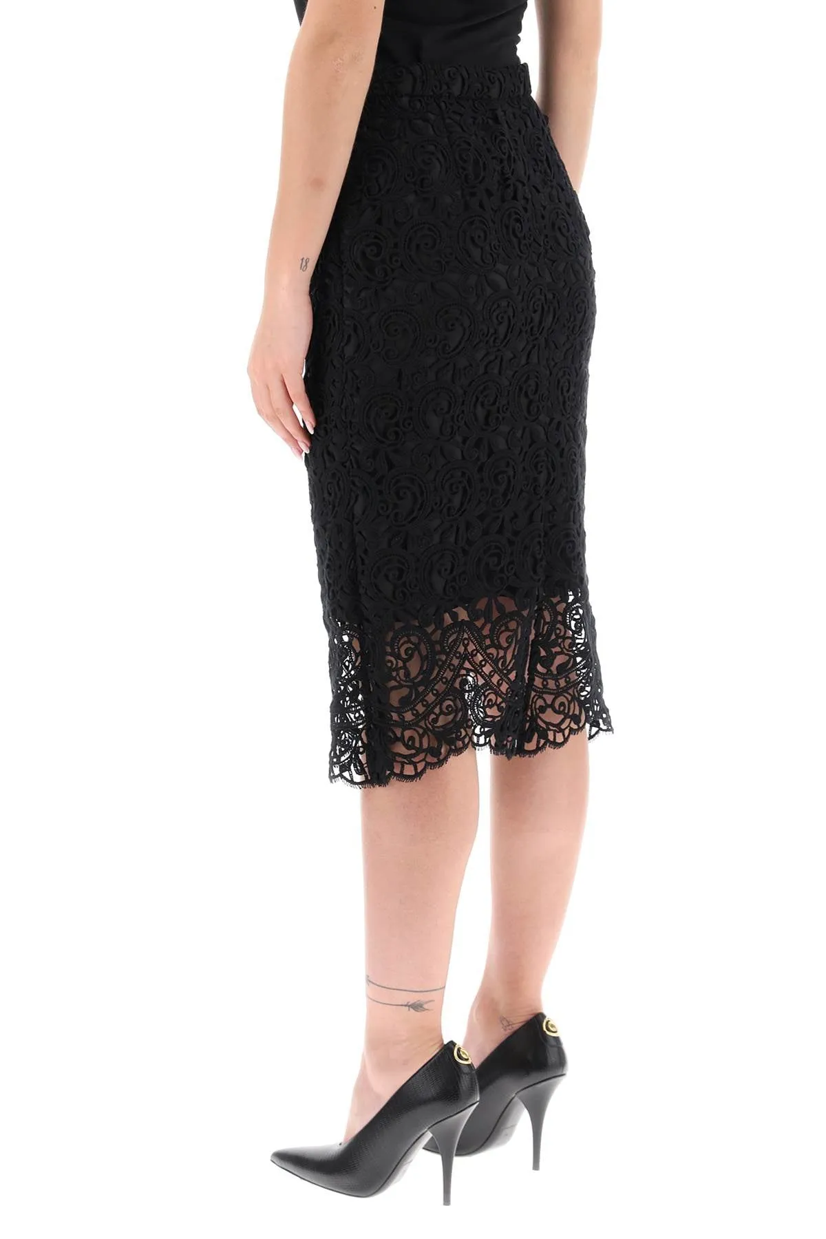 Burberry Macrame Lace Pencil Skirt