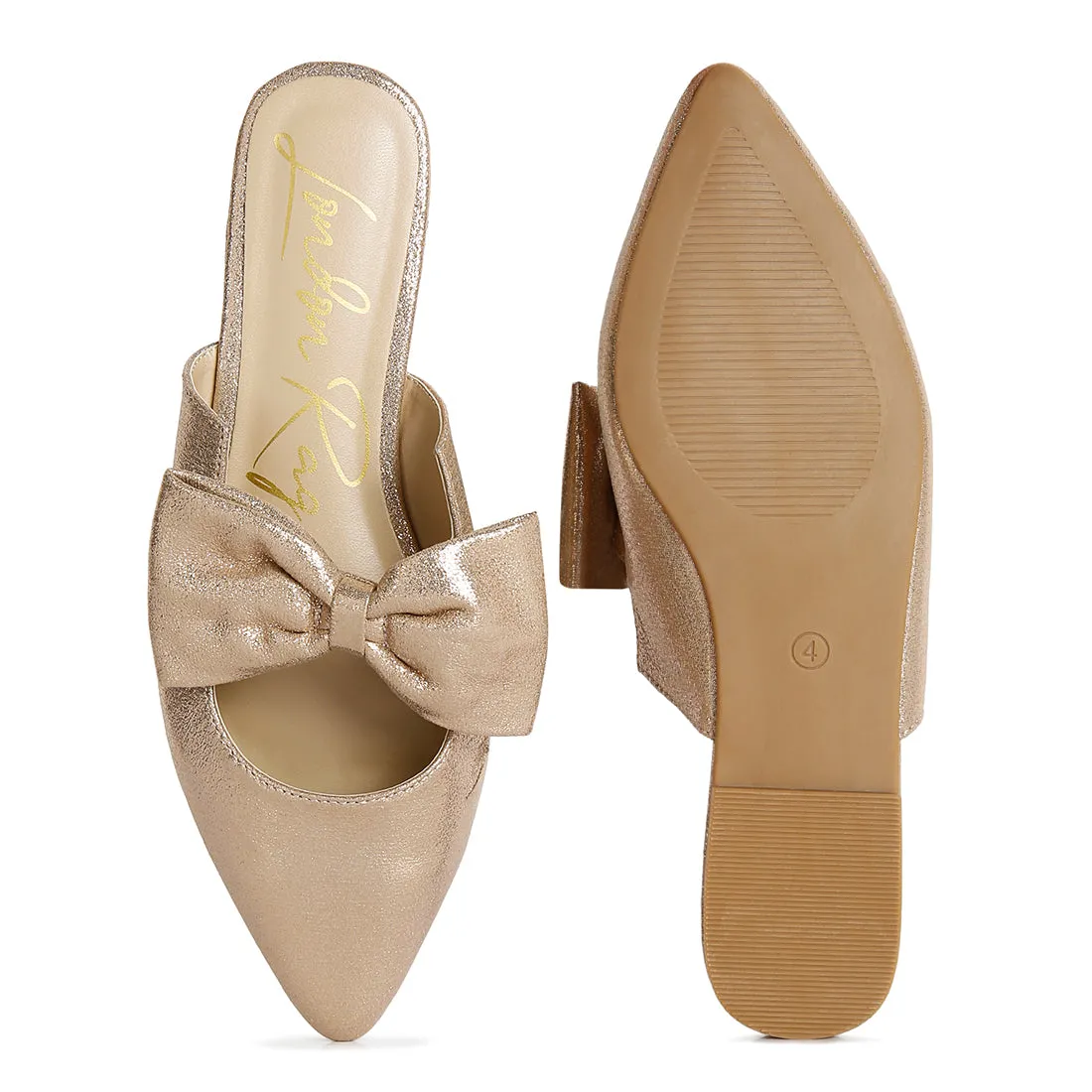 Casual Flats Mules With Bow Accents