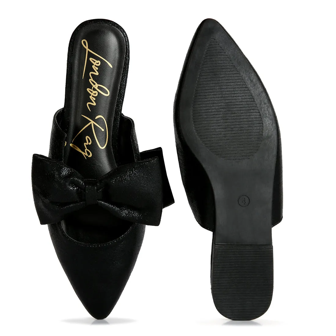 Casual Flats Mules With Bow Accents