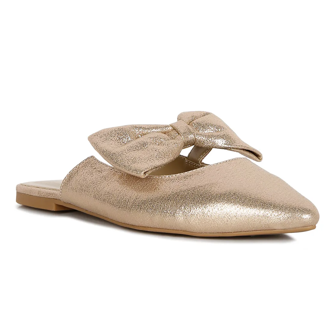 Casual Flats Mules With Bow Accents