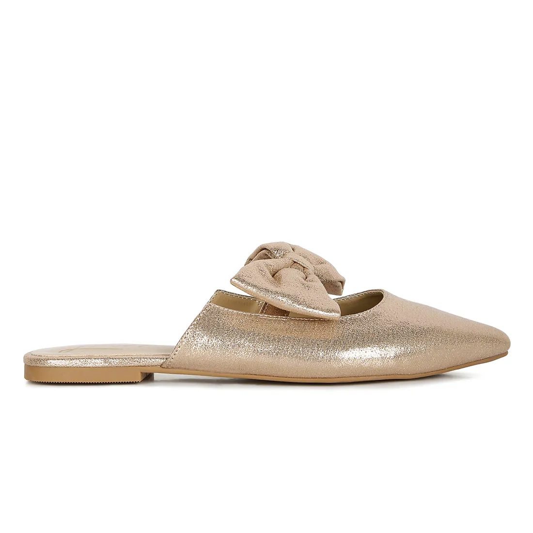 Casual Flats Mules With Bow Accents