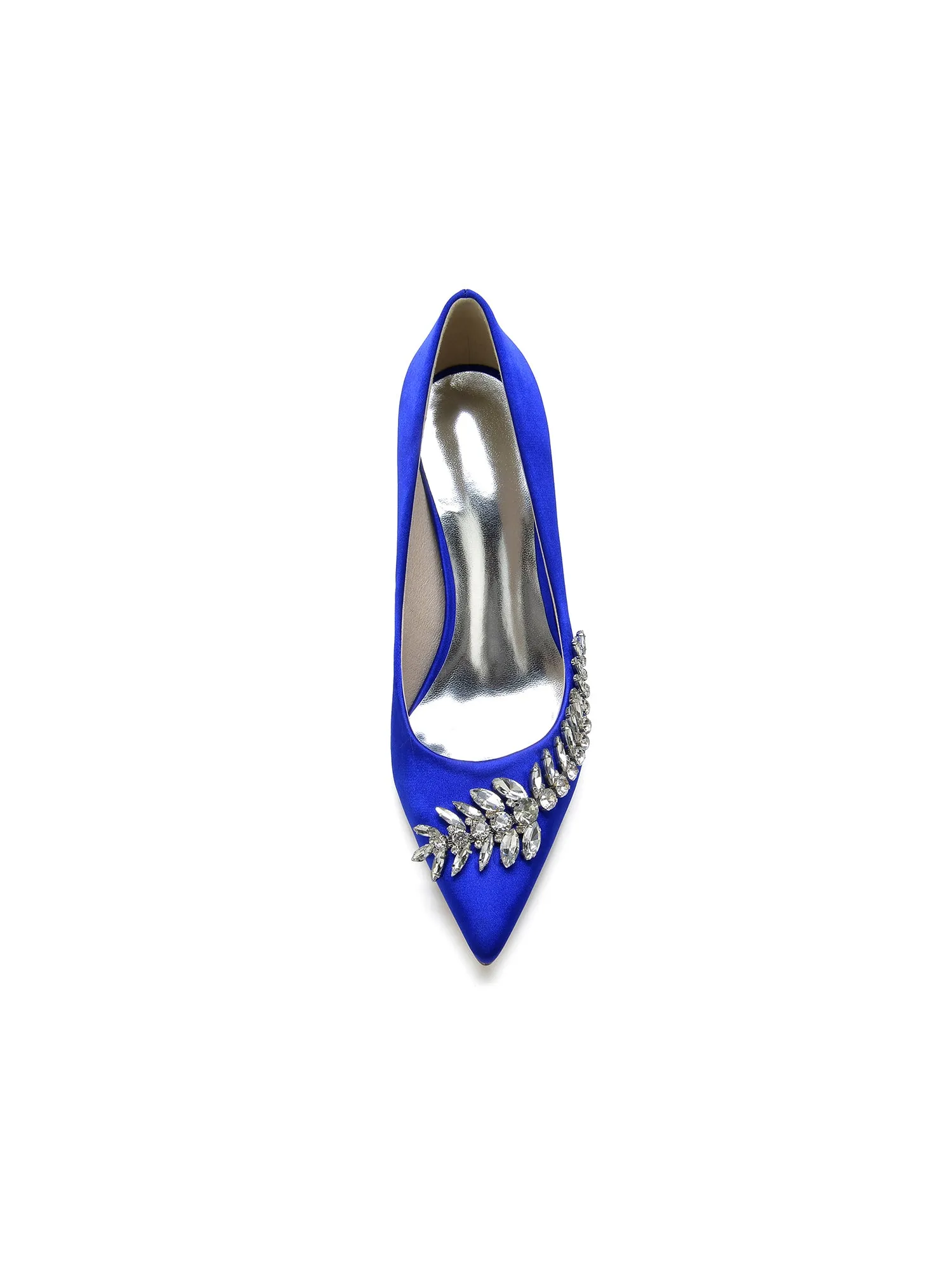 Crystal Side Pointed Toe Satin Pump