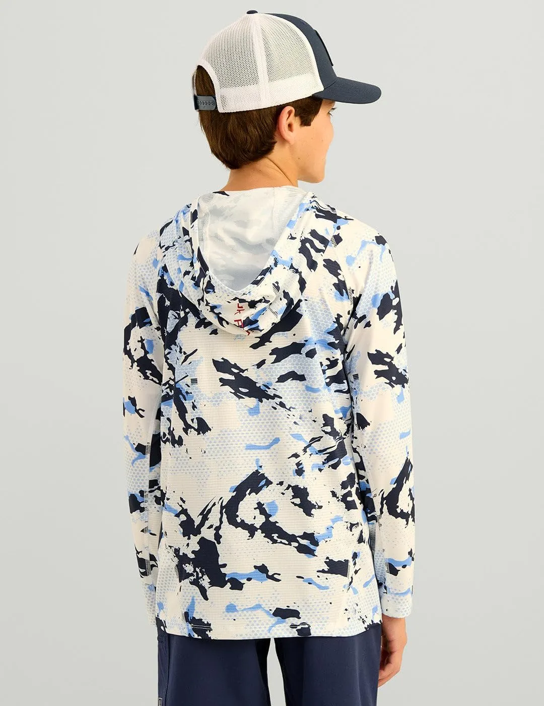 HUK Boys' Icon Kc Scott Patterned Hoodie, Performance Hooded Fishing Shirt