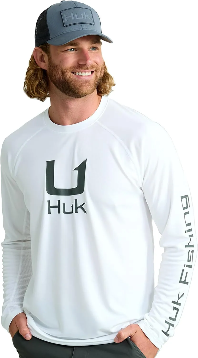 HUK Men's Kc Scott Patterned Icon Crew, Performance Long Sleeve Fishing Shirt