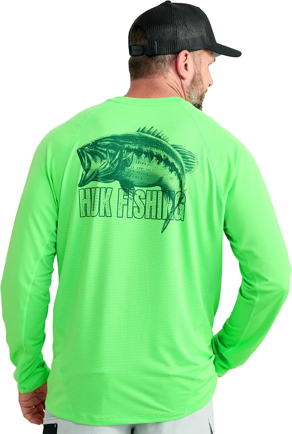 HUK Men's Kc Scott Patterned Icon Crew, Performance Long Sleeve Fishing Shirt