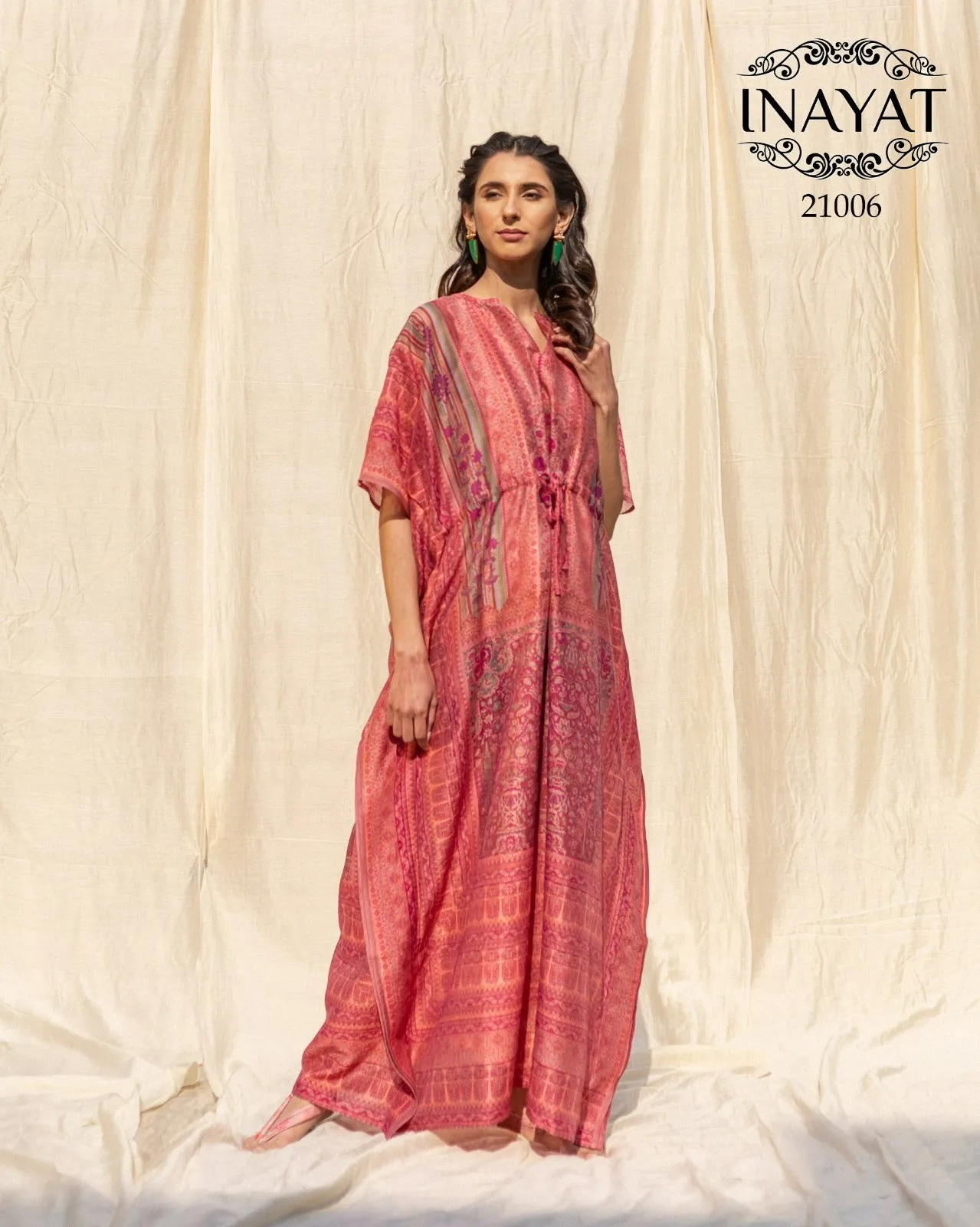 Inayat Kaftans Design Series: 21001 to 21007 Soft Silk Floral Printed Kaftans (499x07)