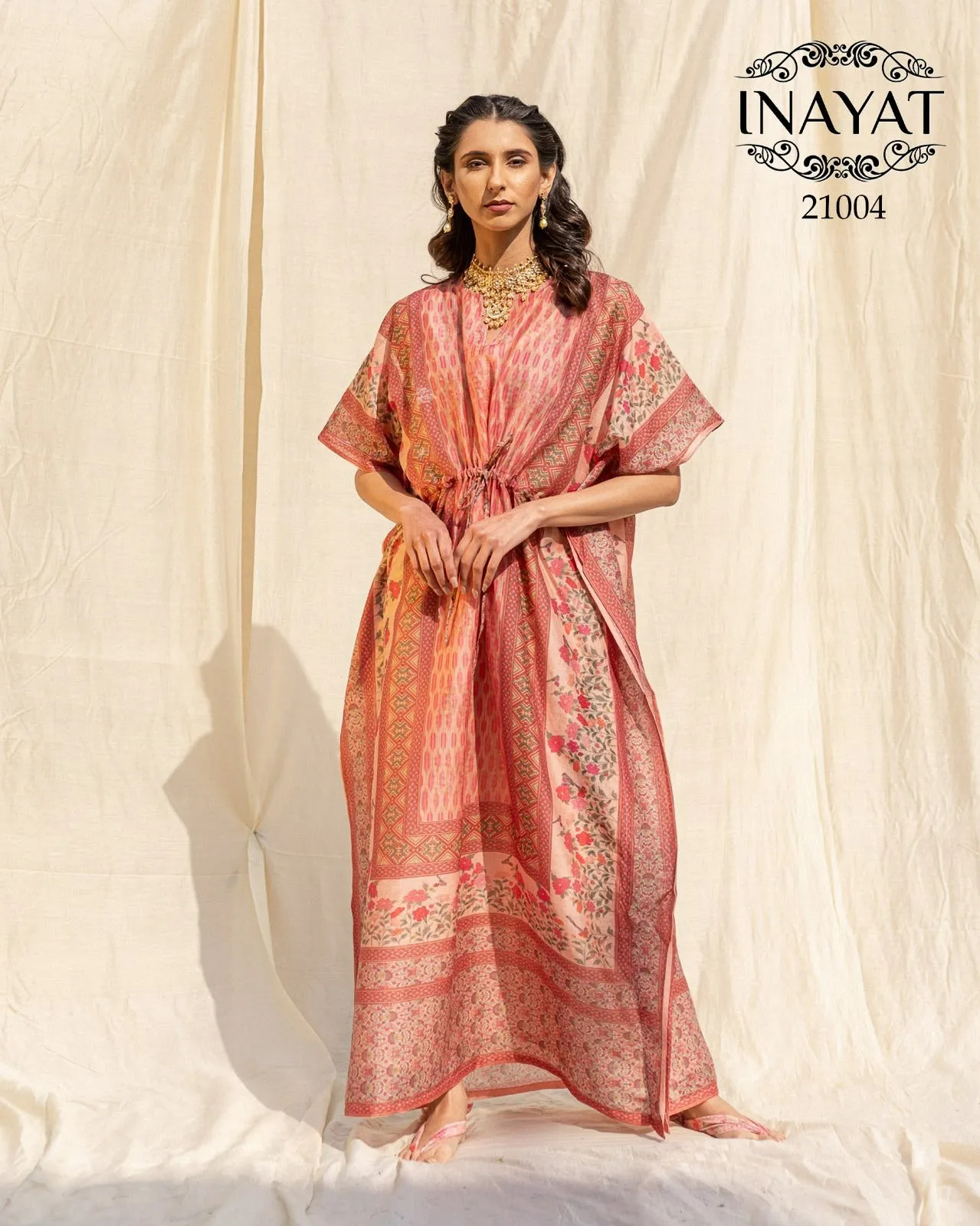 Inayat Kaftans Design Series: 21001 to 21007 Soft Silk Floral Printed Kaftans (499x07)