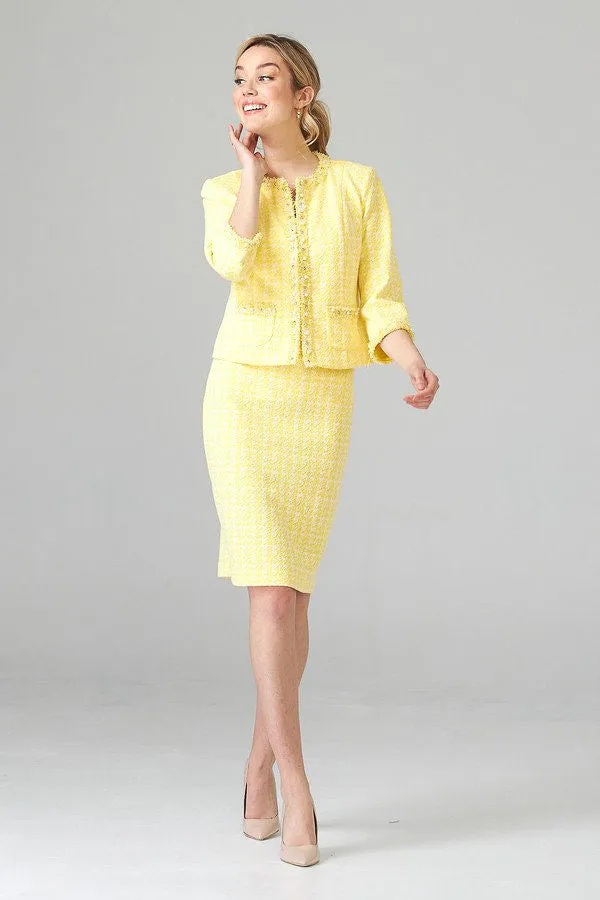 Joseph Ribkoff 202415 Sunshine/White Pencil Skirt