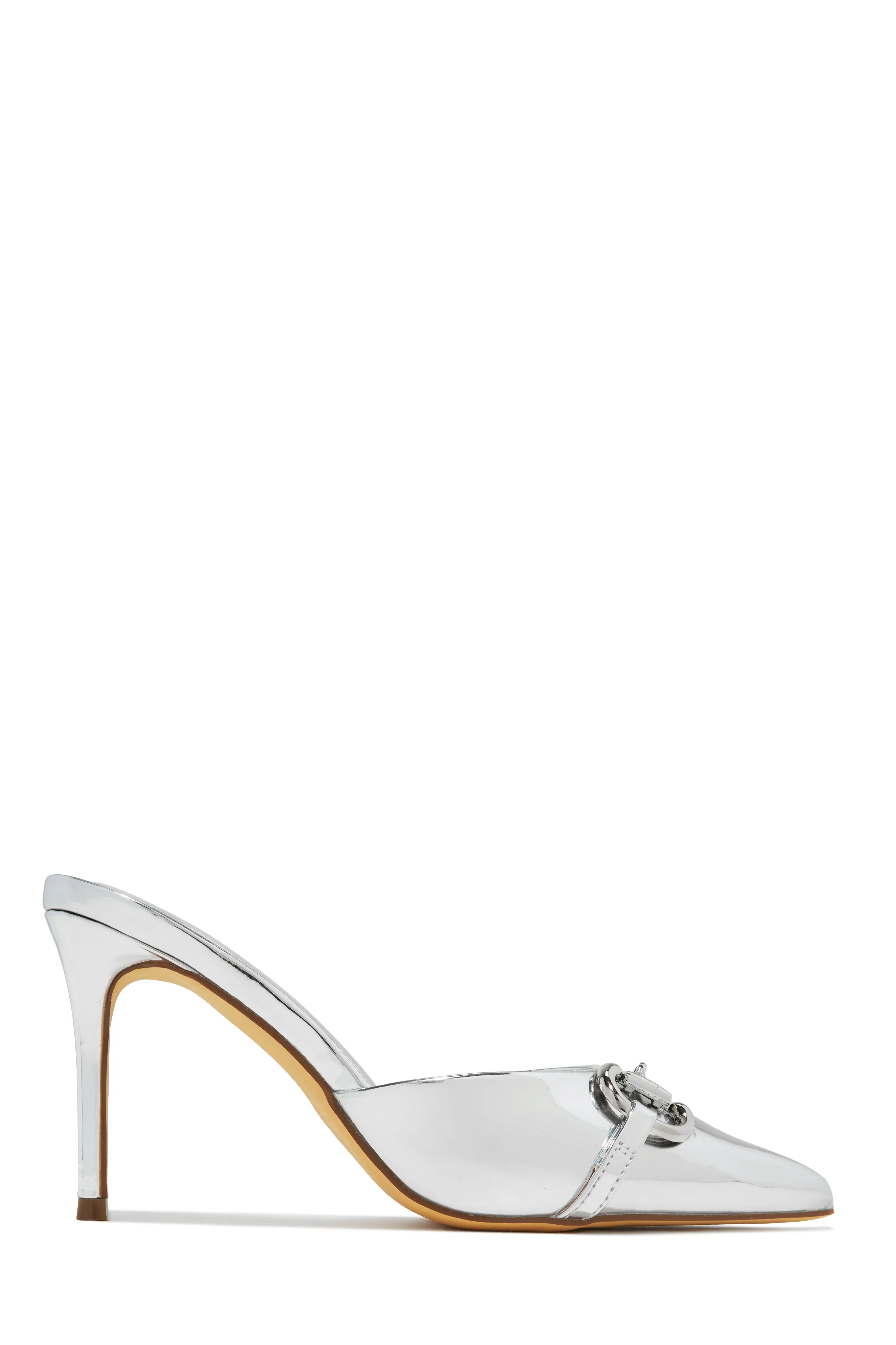 Kaia Pointed Toe Mule Heels - White