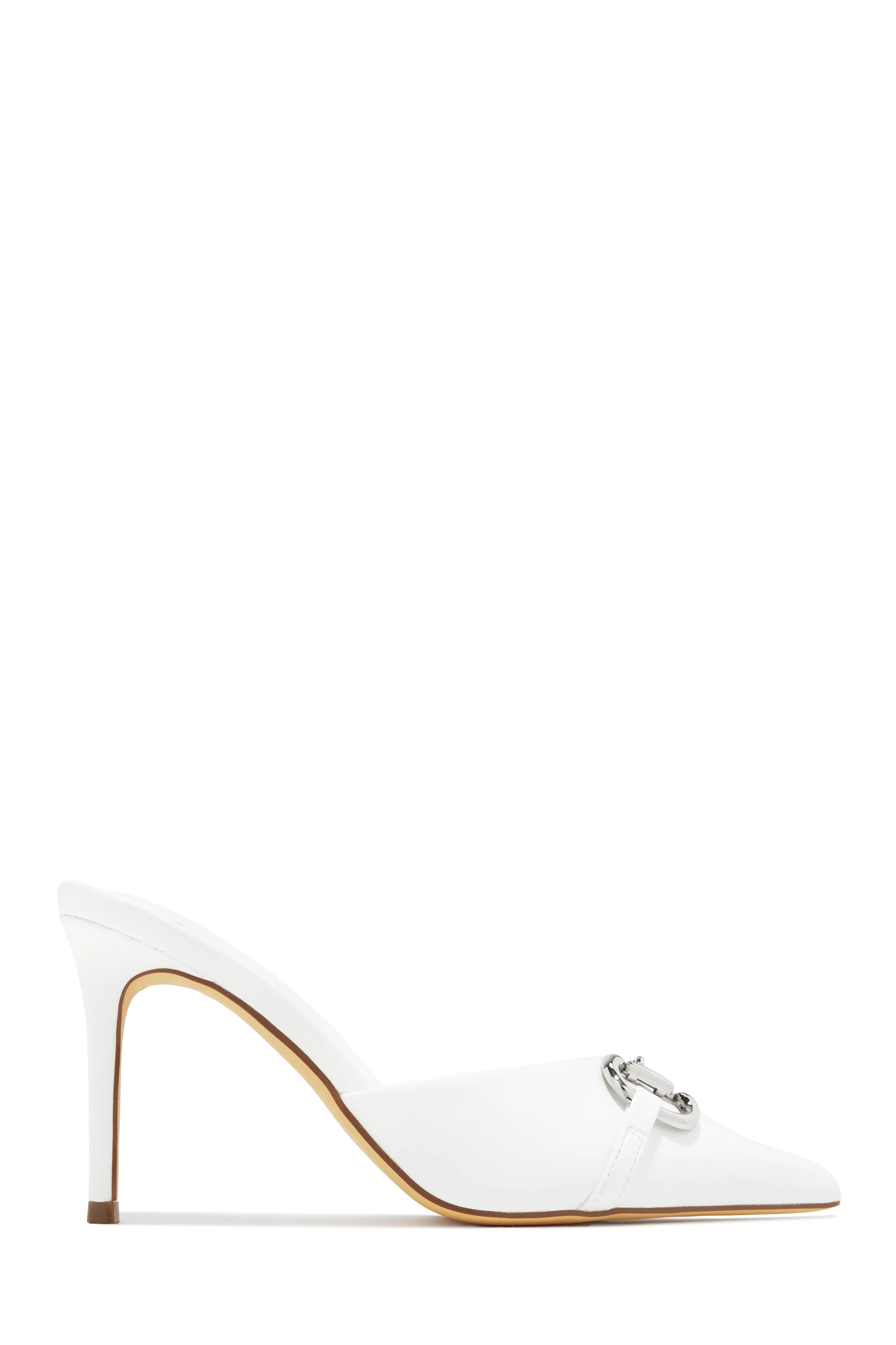 Kaia Pointed Toe Mule Heels - White