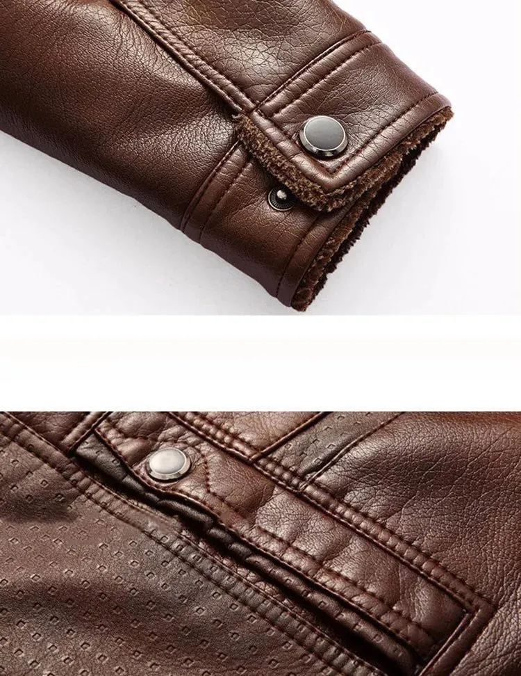 Leather Jacket Men Winter Leanther Jacket Thicken Warm Coat Male Casual Stand Collar Thermal Leather Coats Clothing 5XL