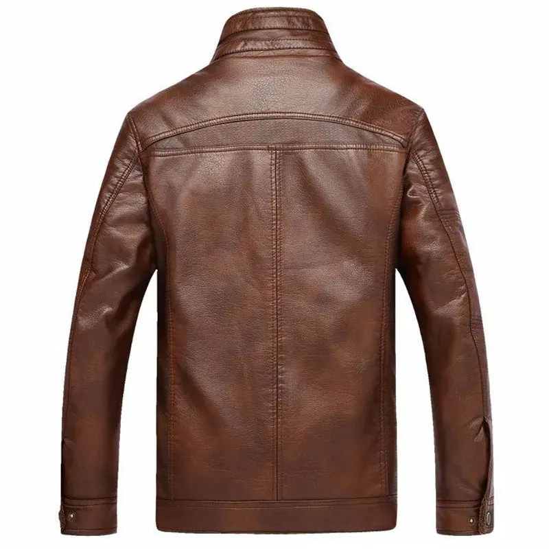 Leather Jacket Men Winter Leanther Jacket Thicken Warm Coat Male Casual Stand Collar Thermal Leather Coats Clothing 5XL
