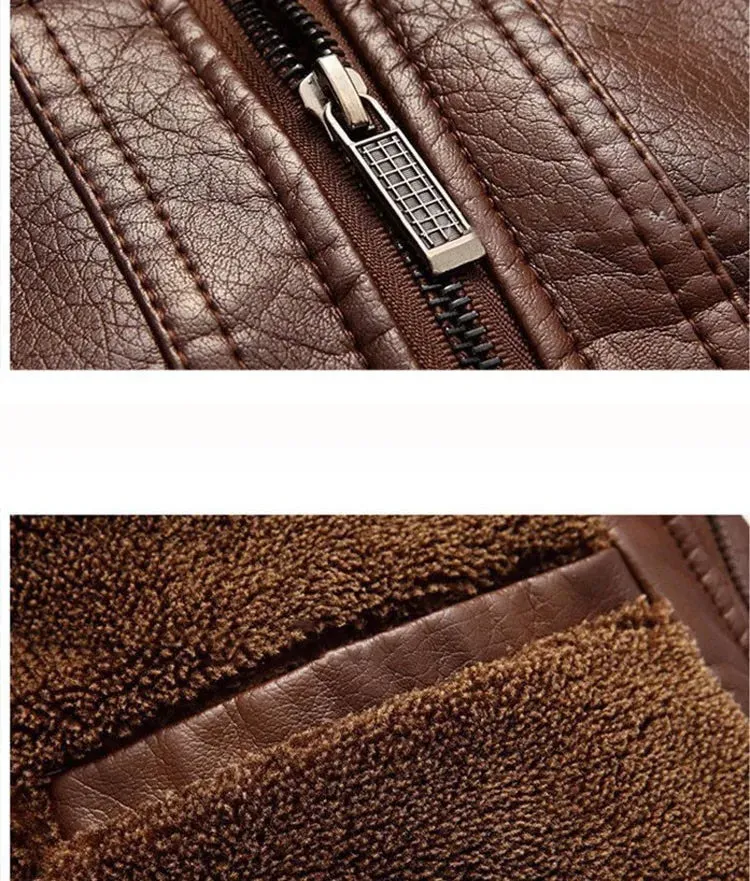 Leather Jacket Men Winter Leanther Jacket Thicken Warm Coat Male Casual Stand Collar Thermal Leather Coats Clothing 5XL
