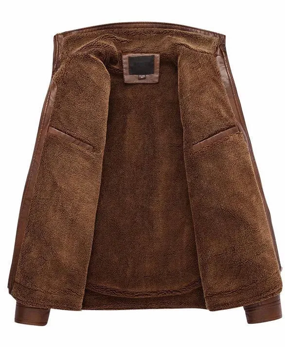 Leather Jacket Men Winter Leanther Jacket Thicken Warm Coat Male Casual Stand Collar Thermal Leather Coats Clothing 5XL
