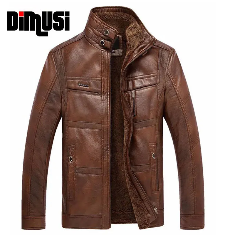 Leather Jacket Men Winter Leanther Jacket Thicken Warm Coat Male Casual Stand Collar Thermal Leather Coats Clothing 5XL