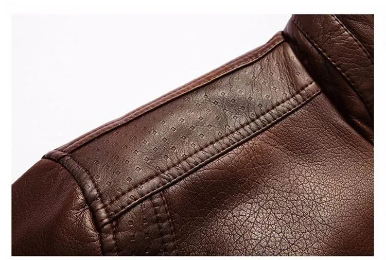 Leather Jacket Men Winter Leanther Jacket Thicken Warm Coat Male Casual Stand Collar Thermal Leather Coats Clothing 5XL