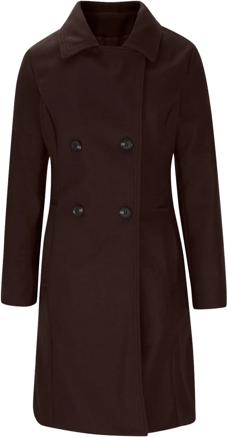 Lmdudan Women's Double Breasted Pea Coat Long Winter Trench Coat Classic Lapel Long Sleeve Jackets Outerwear with Pockets