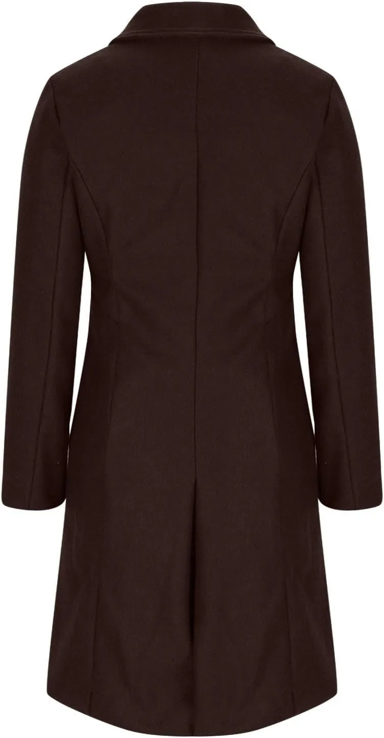 Lmdudan Women's Double Breasted Pea Coat Long Winter Trench Coat Classic Lapel Long Sleeve Jackets Outerwear with Pockets