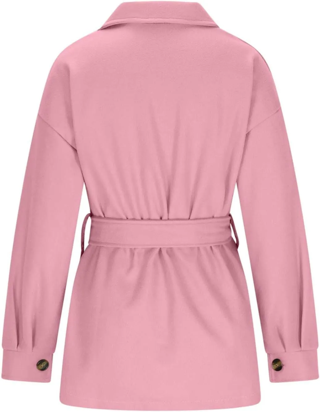 Lmdudan Womens Wool Blend Shacket Jacket Oversized Long Sleeve Button Down Jackets Solid Color Cardigan Outwear with Pocket