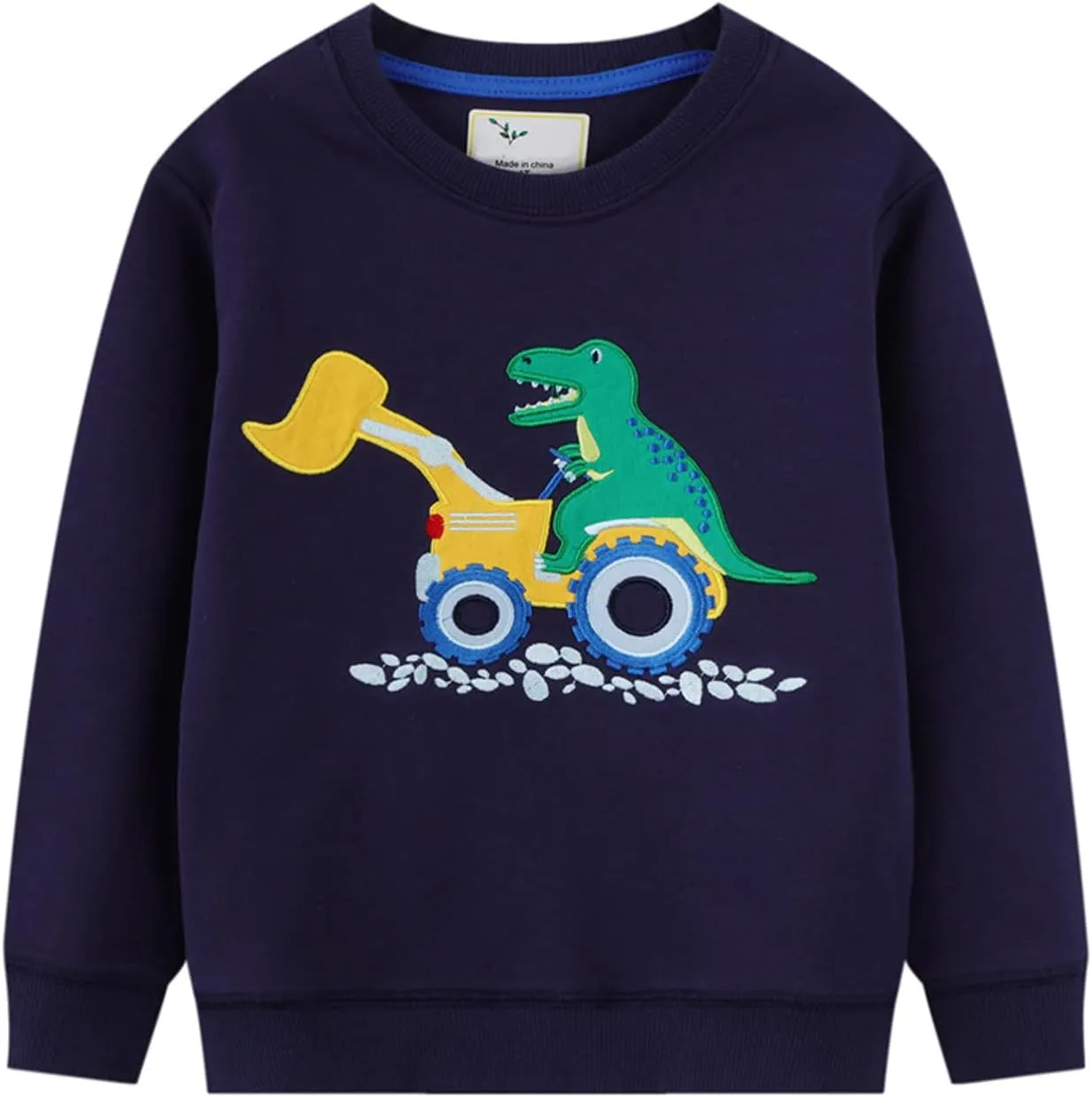 LOKTARC 2 Pack Toddler Boys Sweatshirts Patterned Long Sleeve Pullover Crewneck Tops Shirts