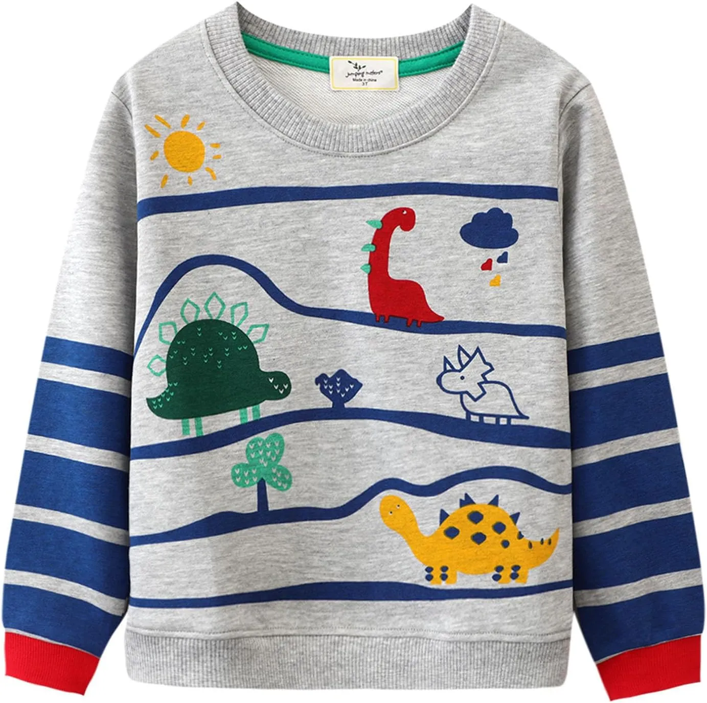 LOKTARC 2 Pack Toddler Boys Sweatshirts Patterned Long Sleeve Pullover Crewneck Tops Shirts