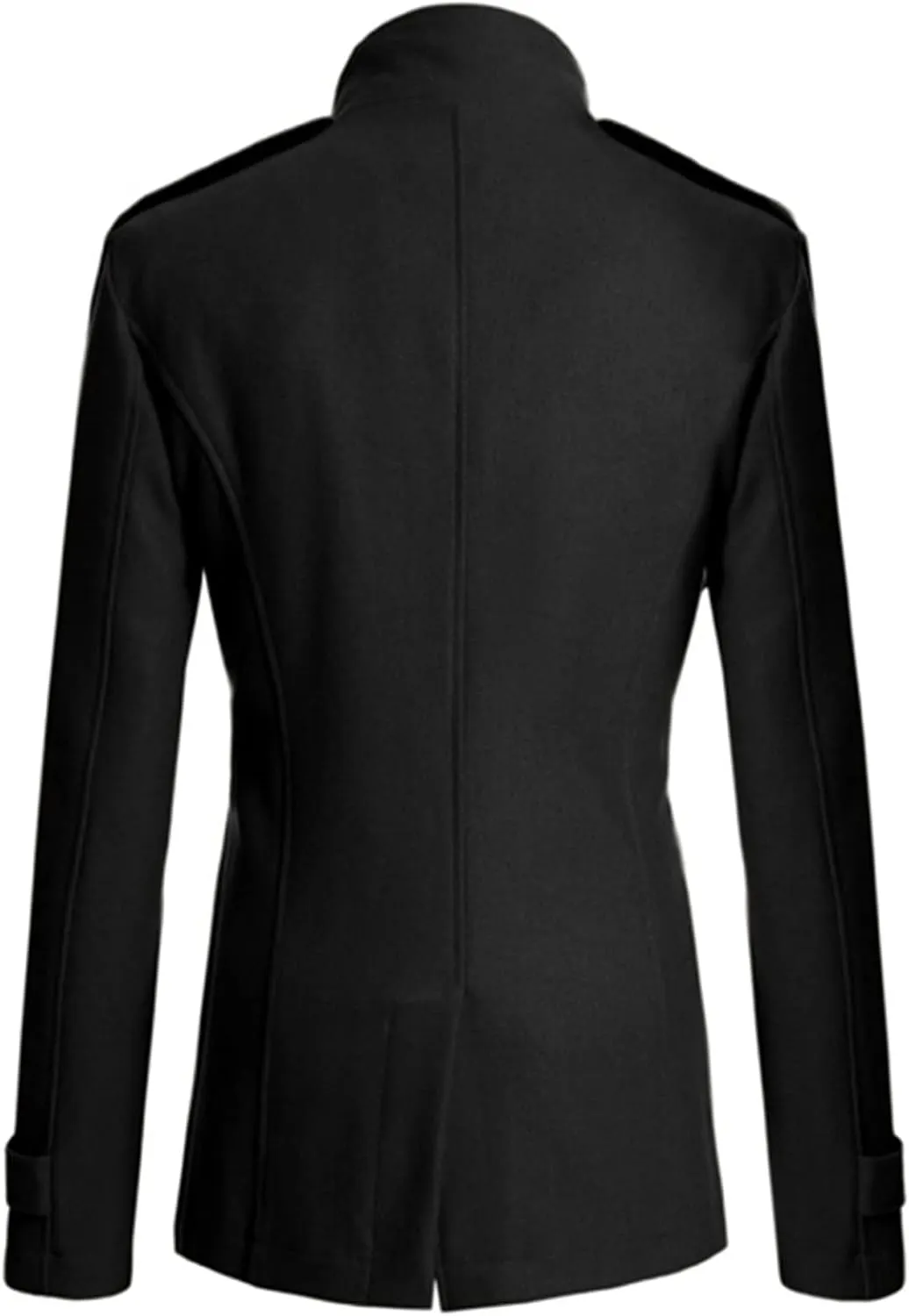 Maiyifu-GJ Men Double Breasted Wool Blend Pea Coat Winter Mid Long Windbreaker Overcoat Slim Fit Warm Trench Coat Outerwear