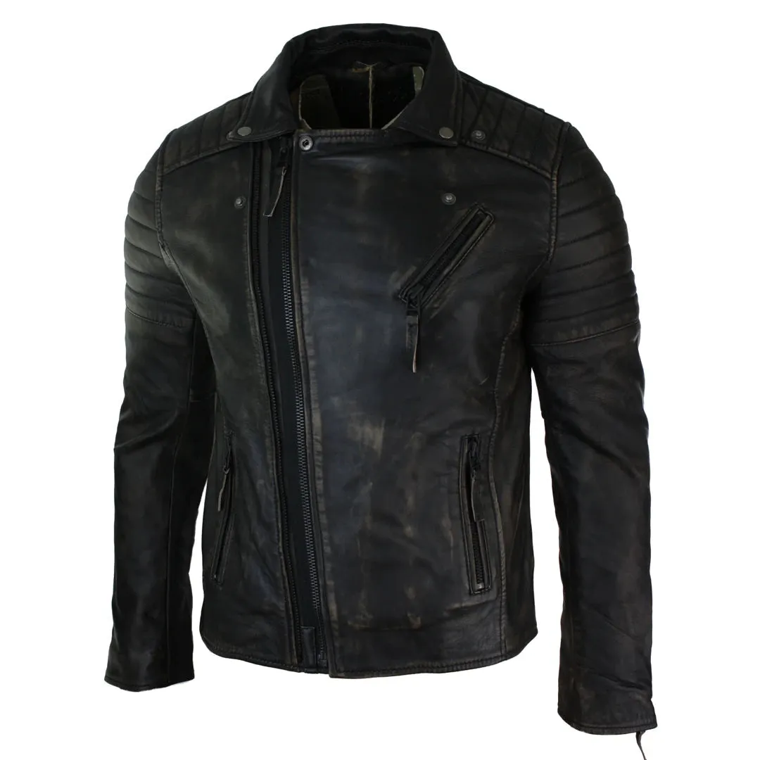 Men's Cross Zip Brando Leather Biker Jacket