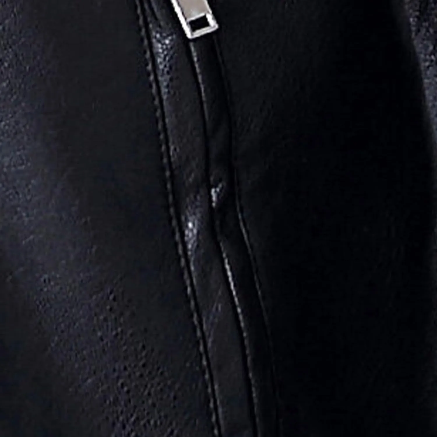 Men's Faux Leather Bomber Jacket Classic Sherpa Lapel Collar Full Zip Fleece Lined Jackets Warm Winter Trucker Coat