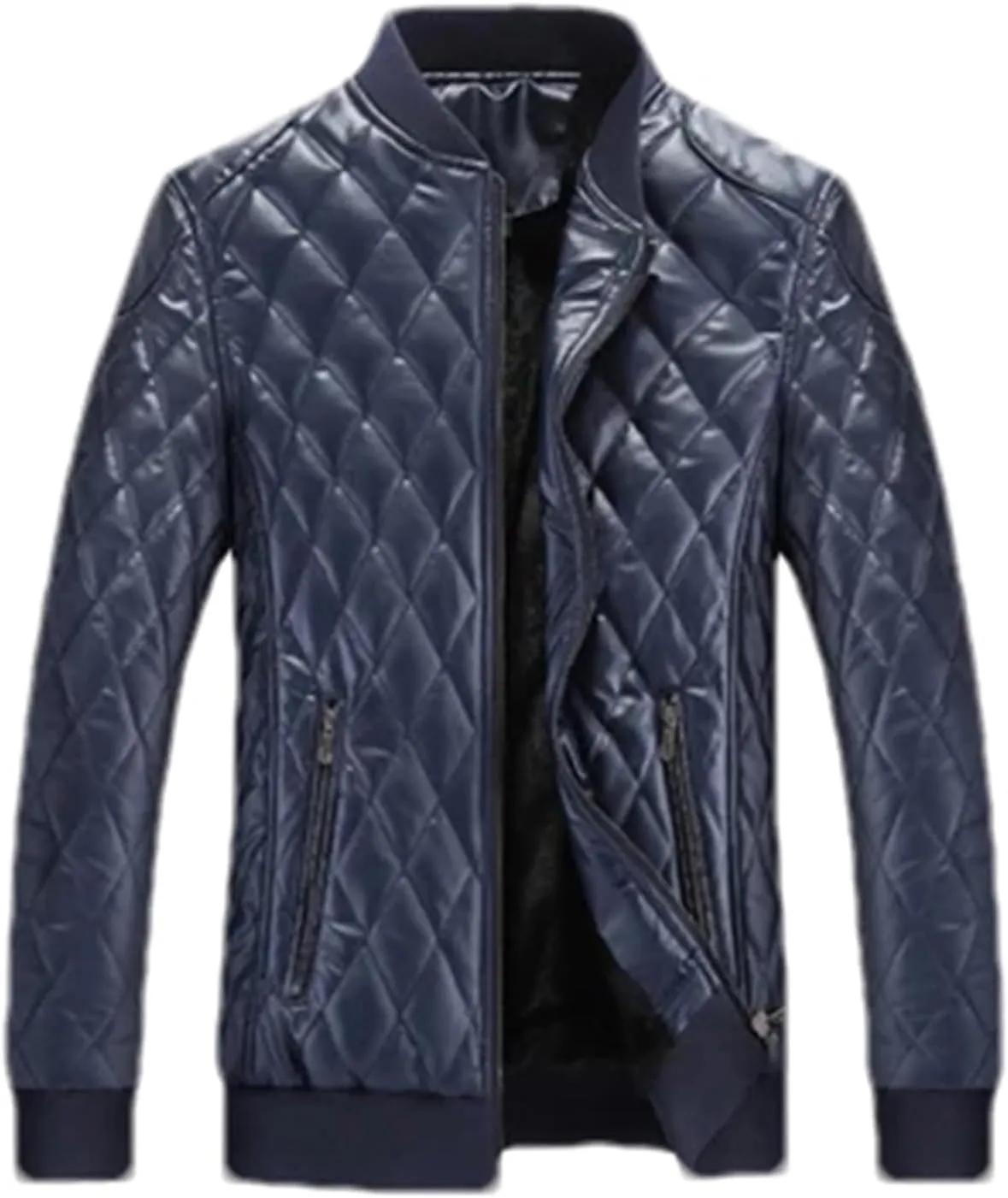 Men's Leather Acket Fashion Fleece Vintage Leather Coats Casual Faux Leather Motorcycle Outwear Biker Coats