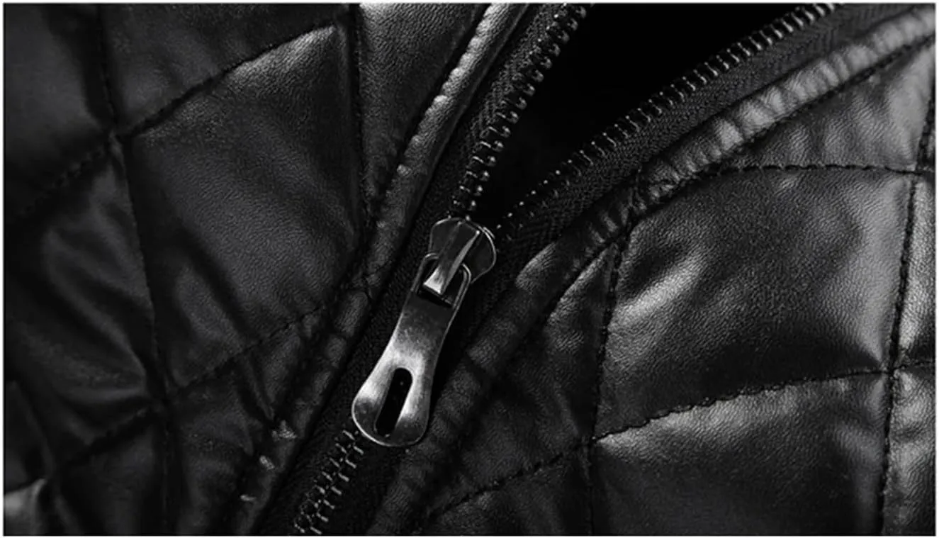 Men's Leather Acket Fashion Fleece Vintage Leather Coats Casual Faux Leather Motorcycle Outwear Biker Coats