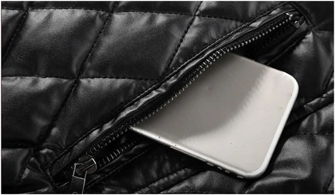 Men's Leather Acket Fashion Fleece Vintage Leather Coats Casual Faux Leather Motorcycle Outwear Biker Coats
