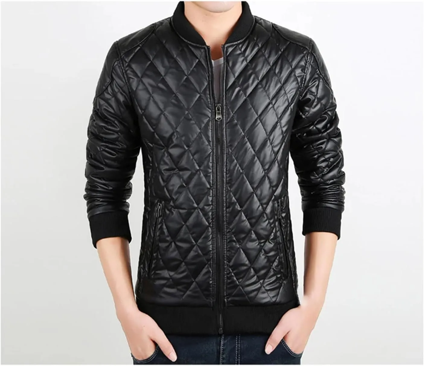 Men's Leather Acket Fashion Fleece Vintage Leather Coats Casual Faux Leather Motorcycle Outwear Biker Coats