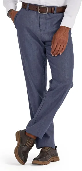 Men's Linen Cotton Flat Front Regular Fit Dress Pants Solid Lightweight Trousers