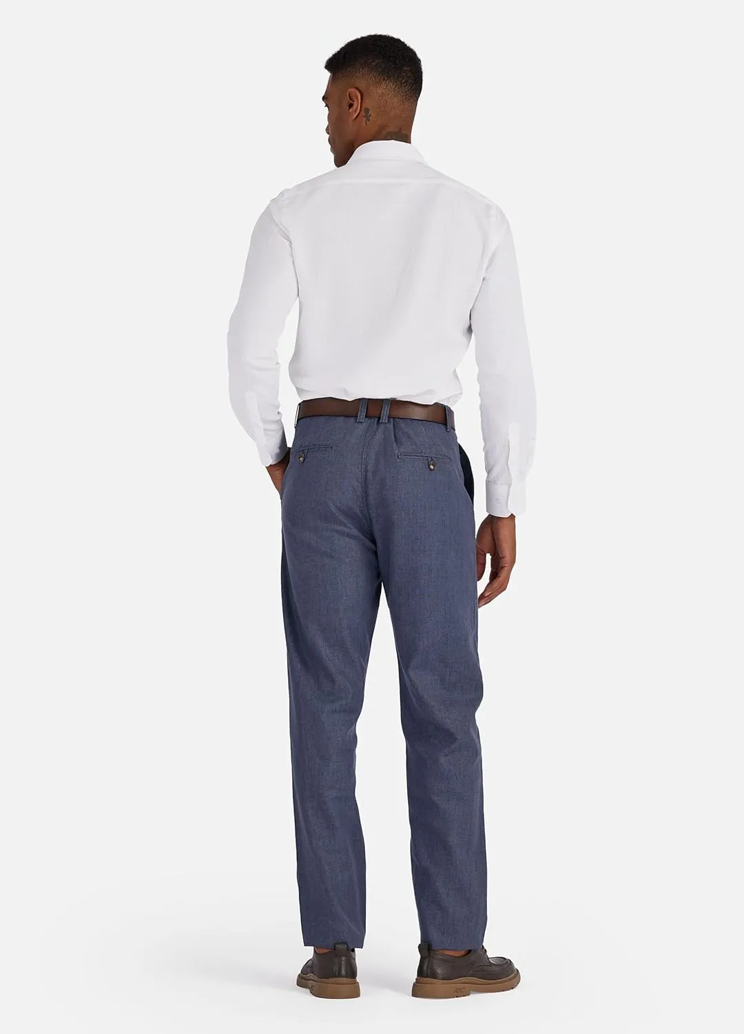 Men's Linen Cotton Flat Front Regular Fit Dress Pants Solid Lightweight Trousers