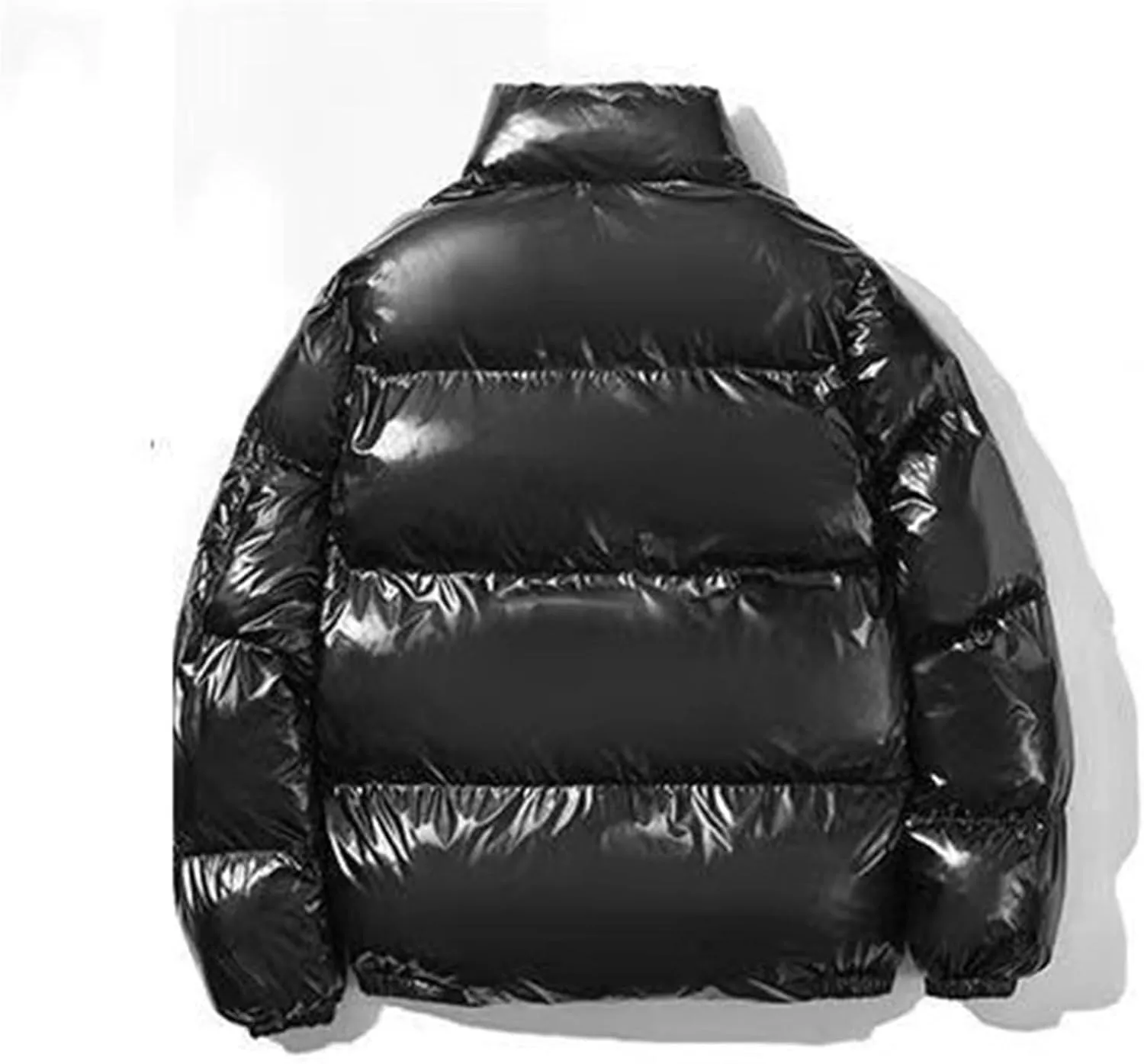 Men's Shiny Winter Jacket Heavyweight Puffer Jackets Casual Coat for Men Full Zip Windproof Stand Collar Down Jacket