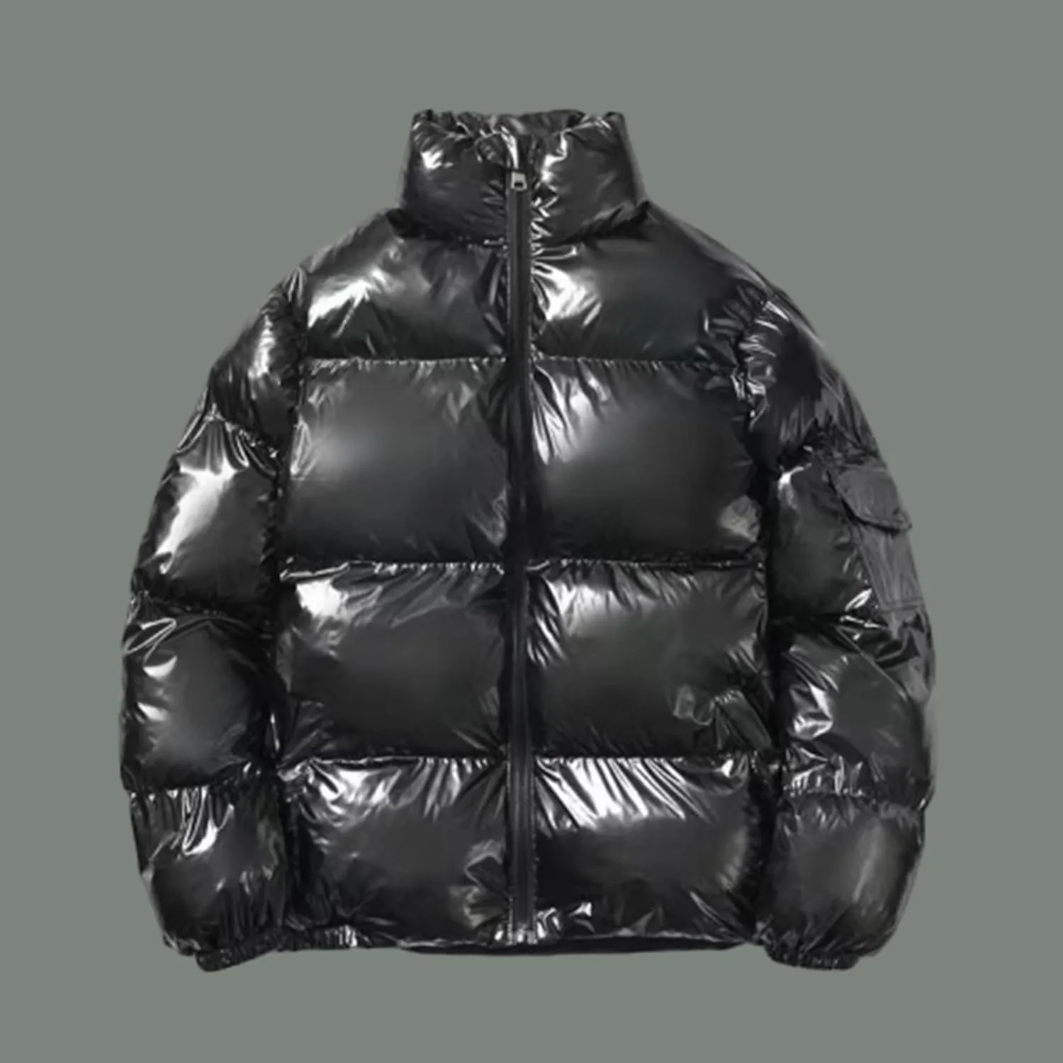Men's Shiny Winter Jacket Heavyweight Puffer Jackets Casual Coat for Men Full Zip Windproof Stand Collar Down Jacket