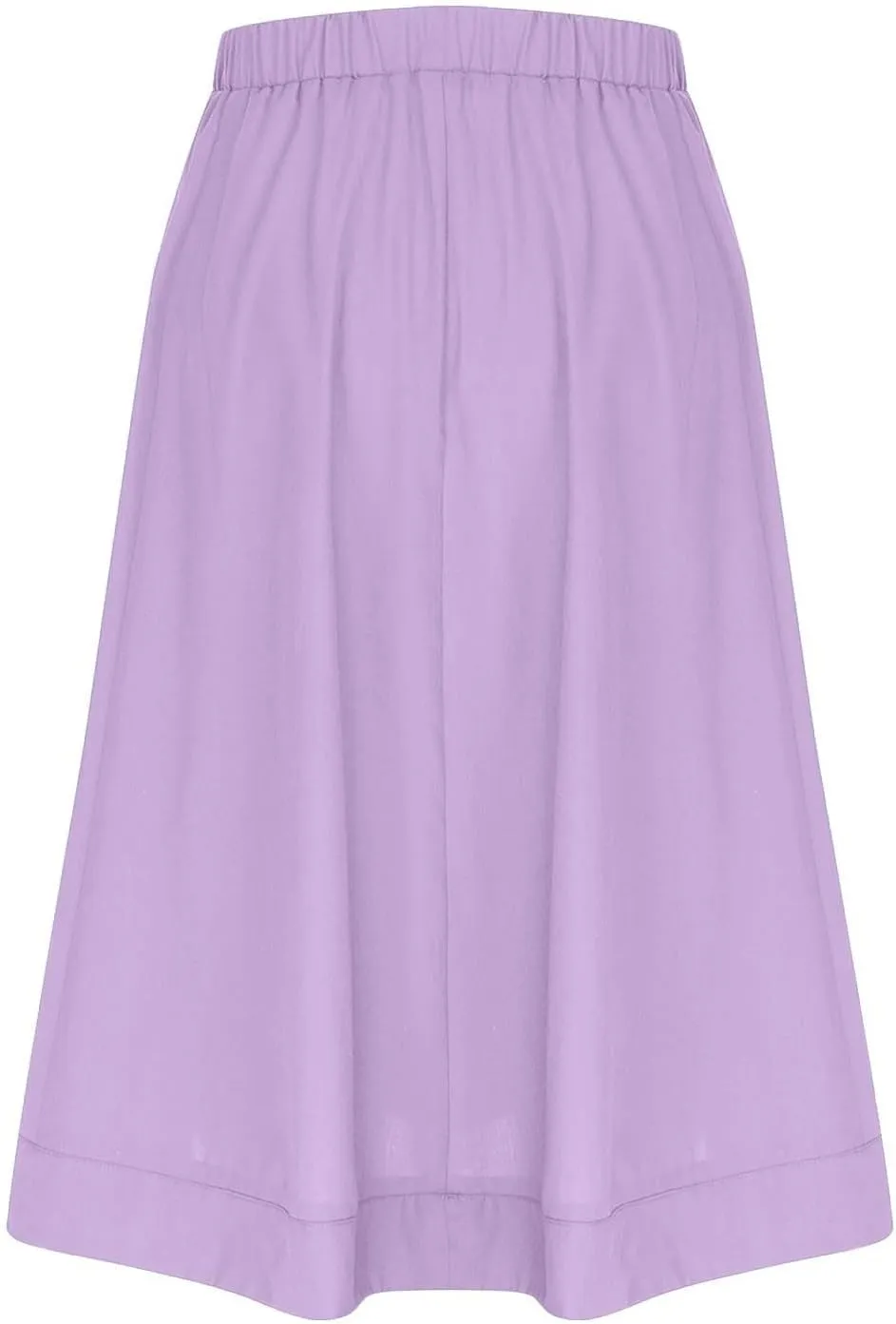 Midi Skirts for Women Summer Casual Elastic High Waisted A-Line Skirts Solid Lightweight Flowy Beach Vacation Clothes