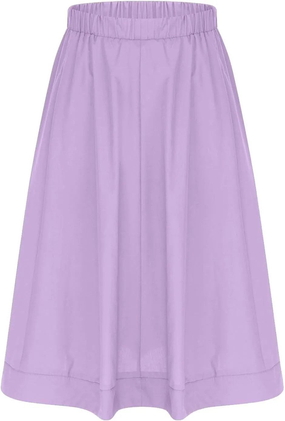 Midi Skirts for Women Summer Casual Elastic High Waisted A-Line Skirts Solid Lightweight Flowy Beach Vacation Clothes