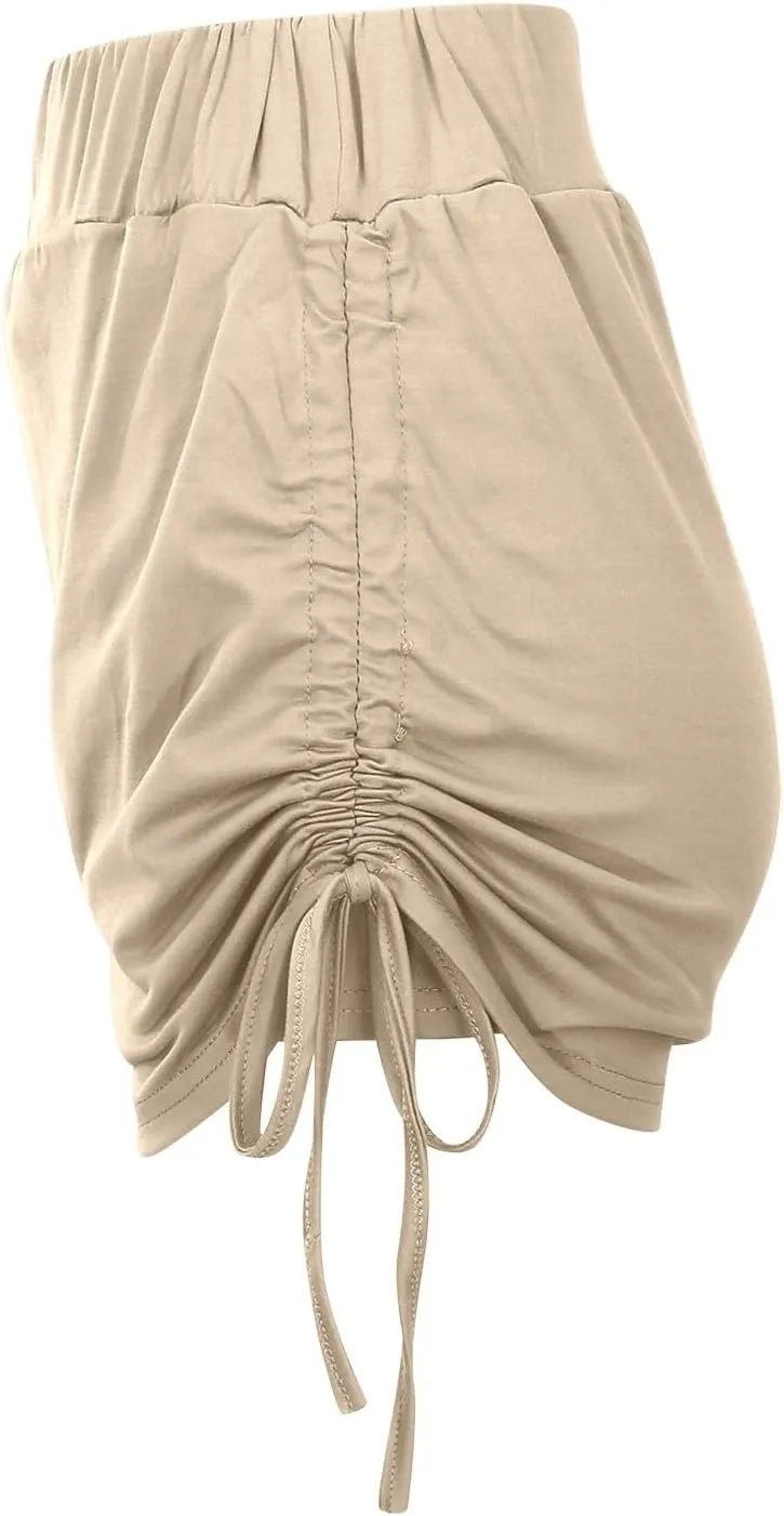 Mini Skirts for Women Sexy Lace Up Solid High Elastic Waist Slim Fit Stretchy Casual Pencil Shorts Skirts for Summer