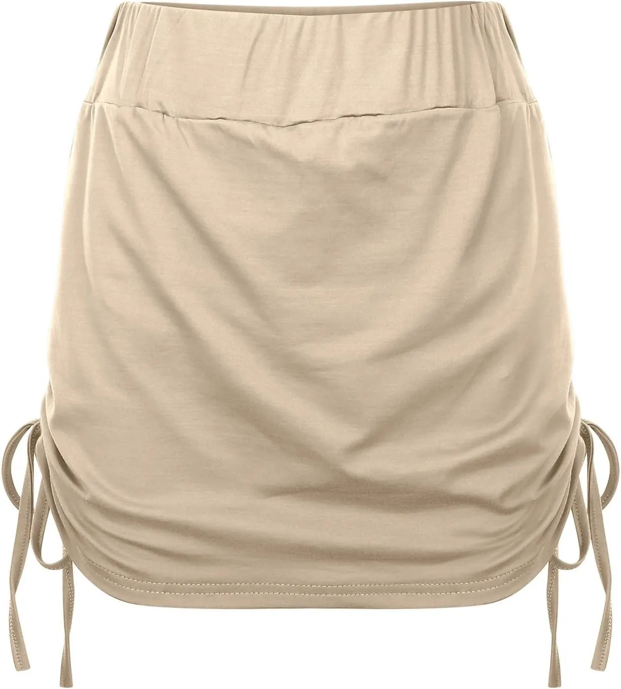 Mini Skirts for Women Sexy Lace Up Solid High Elastic Waist Slim Fit Stretchy Casual Pencil Shorts Skirts for Summer