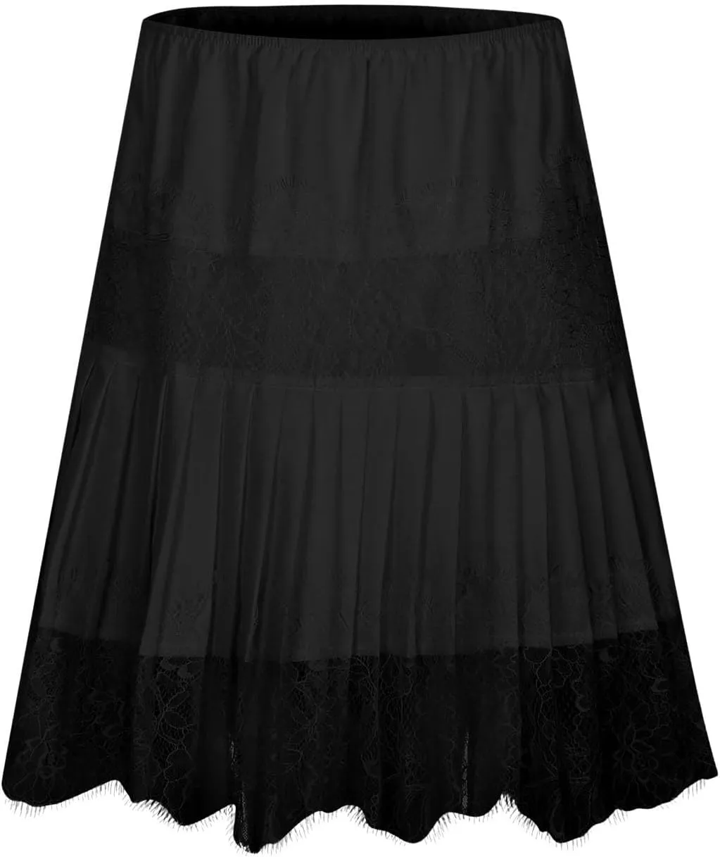 Mini Skirts for Women Trendy Double Ruffle Hem Lightweight Sheer Low Rise Dance Lace Patchwork Short Skirts Summer