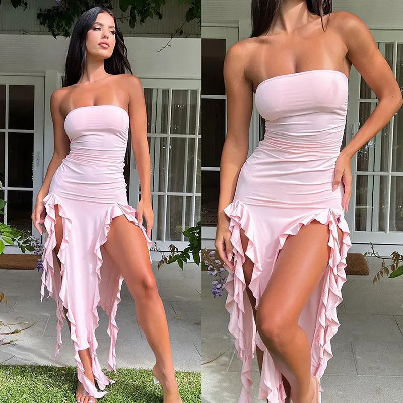One-Shoulder Tube Top Hip-Wrapped Slim Dress